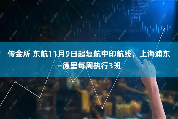 传金所 东航11月9日起复航中印航线，上海浦东—德里每周执行3班